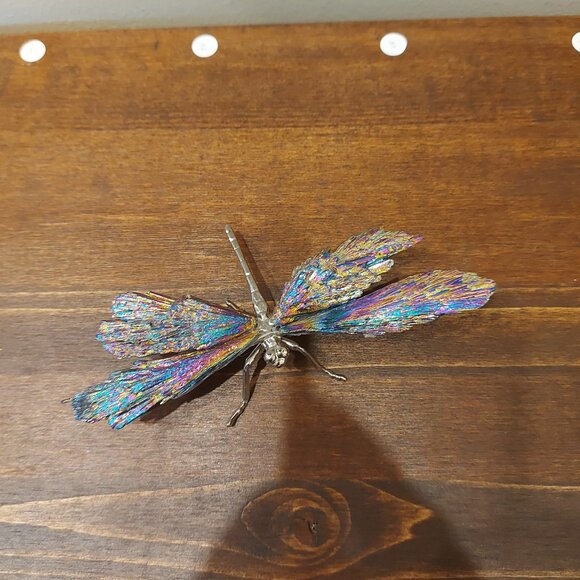 Bismuth Dragonfly With Silver Toned Body - Picture 2 of 5